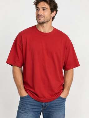 Bundle of 6 - Plain Red T-Shirt Size 3XL Casual Crew Neck Short Sleeve Tee